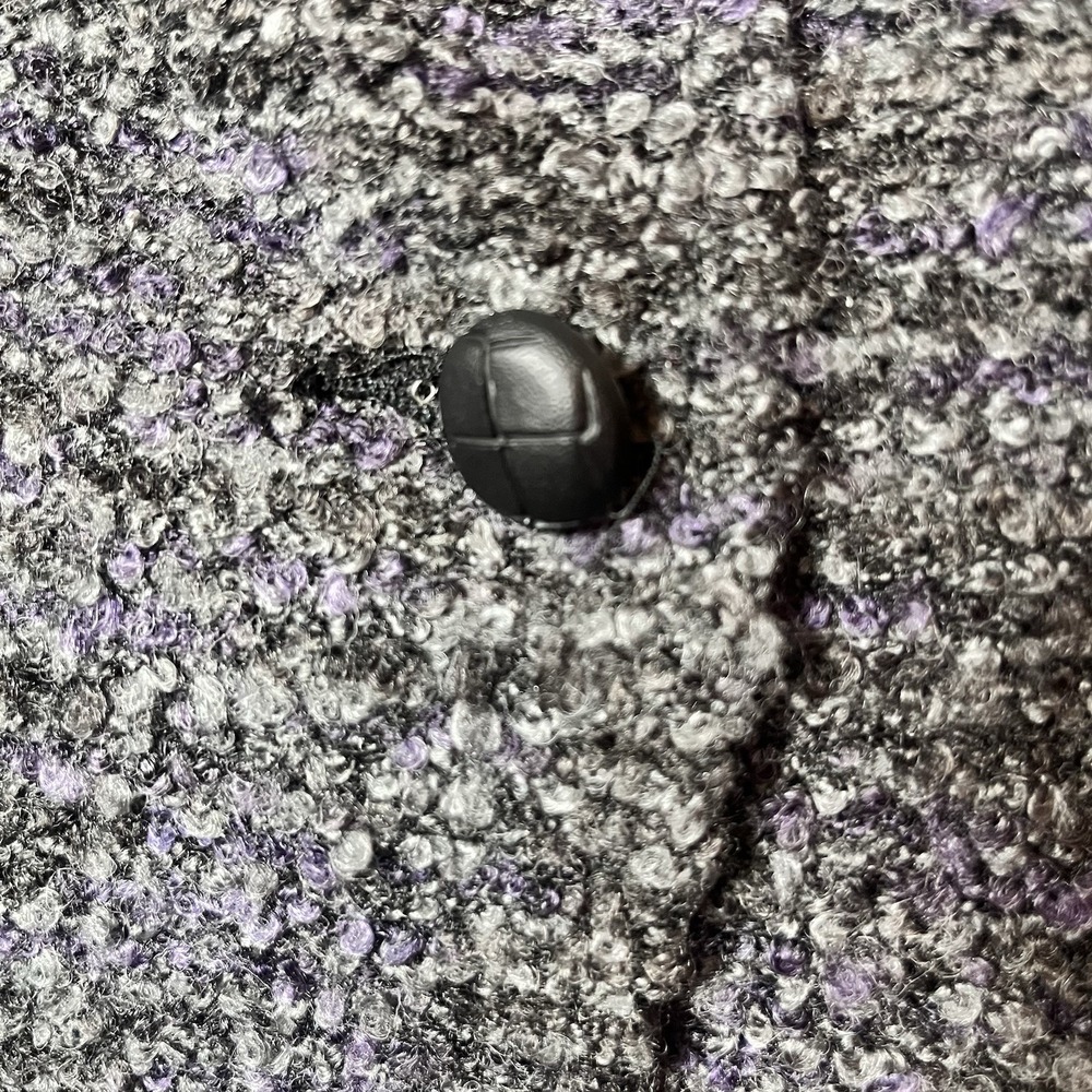 Free People Y2K Womens Small Gray Purple Tweed Textured Blazer Button Pockets - Picture 8 of 9